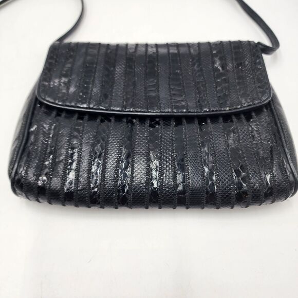 Vintage Klein for Calderon Black Snakeskin High Quality Leather Shoulder Purse - Picture 2 of 10